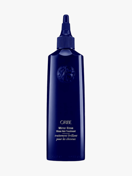 Oribe Mirror Rinse Glass Hair Treatment in branded component on a light gray background