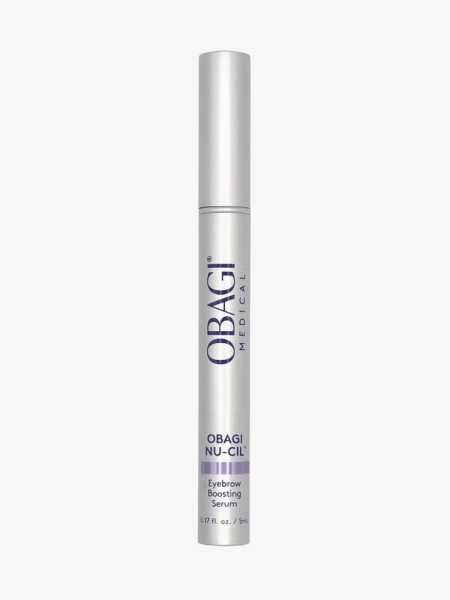 Obagi Nu-Cil Eyebrow Boosting Serum in branded component on a light gray background