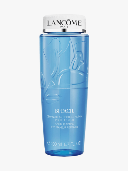Lancôme Bi-Facil Double-Action Eye Makeup Remover in branded component on a light gray background