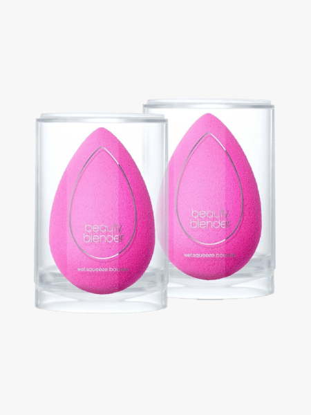 Beautyblender Original Pink Sponges, 2-Pack in branded component on a light gray background