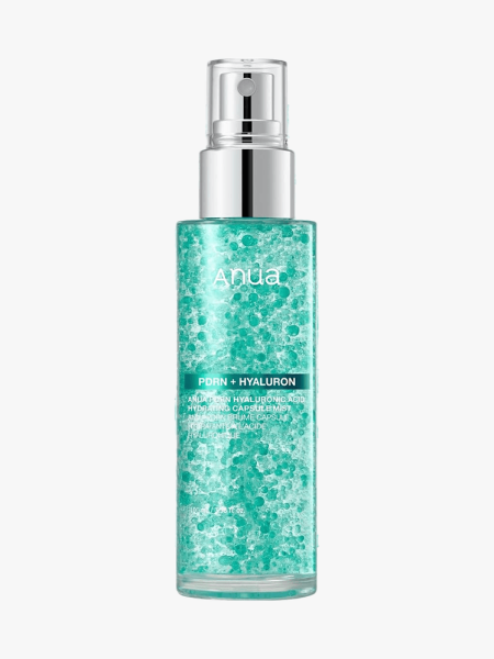 Anua PDRN Collagen Glow Facial Serum Spray in branded component on a light gray background