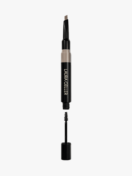 Laura Geller Sculpt-n-Stay 2-in-1 Eyebrow Pencil & Gel in branded component on a light gray background